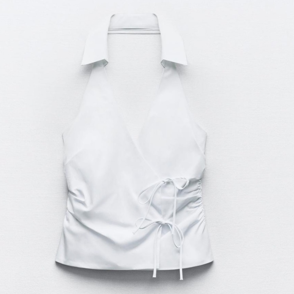 Zara gabardine halter top with ties - Picture 2 of 5